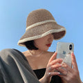Wholesale Luxury Foldable Summer Sunshade Straw Pearls Floppy Style-for Women's Beach Travel Fishing Skiing Outdoor Adventures