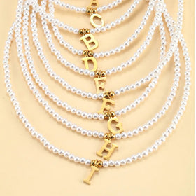 Simple Dainty Round Imitation Pearl Choker Necklace Gold Plated Pendant Initial Pearl Necklace to My Daughter