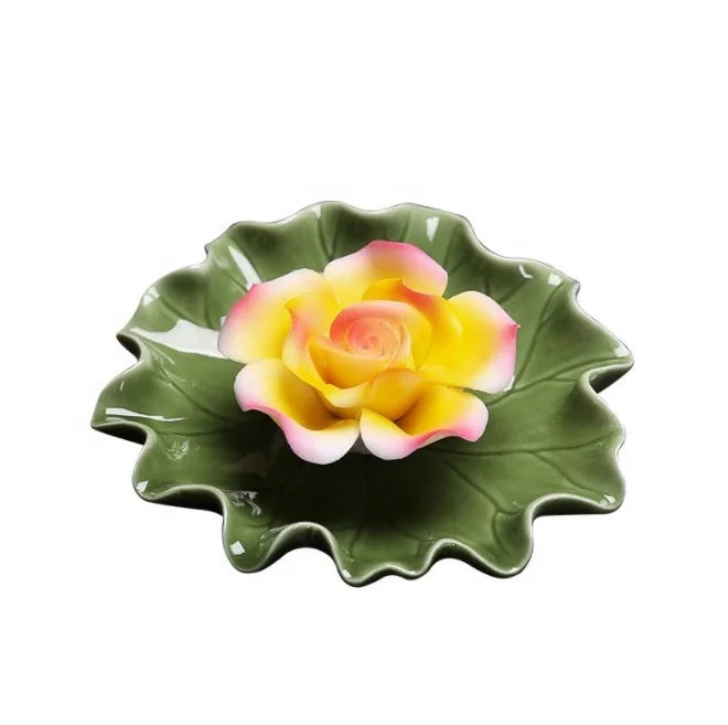9*2.5cm Ceramic Incense Holder  Lotus Plate  Simulation Flower Stick Holder Incense Burner