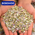 BOBOHOO Wholesale 2088 Flat Black Rhinestones16 Facets Cuts Non Hotfix Strass Glass Crystals Rhinestones for Dresses