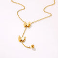 Trendy 18k Gold Plated butterfly Choker Women Stainless Steel Frosted Multi Layer butterfly Pendant Necklace