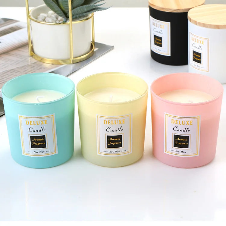 Hot Sale Color Luxury Empty 7oz 10oz 15oz Candle Jar Glass Candle Container with Bamboo Lid