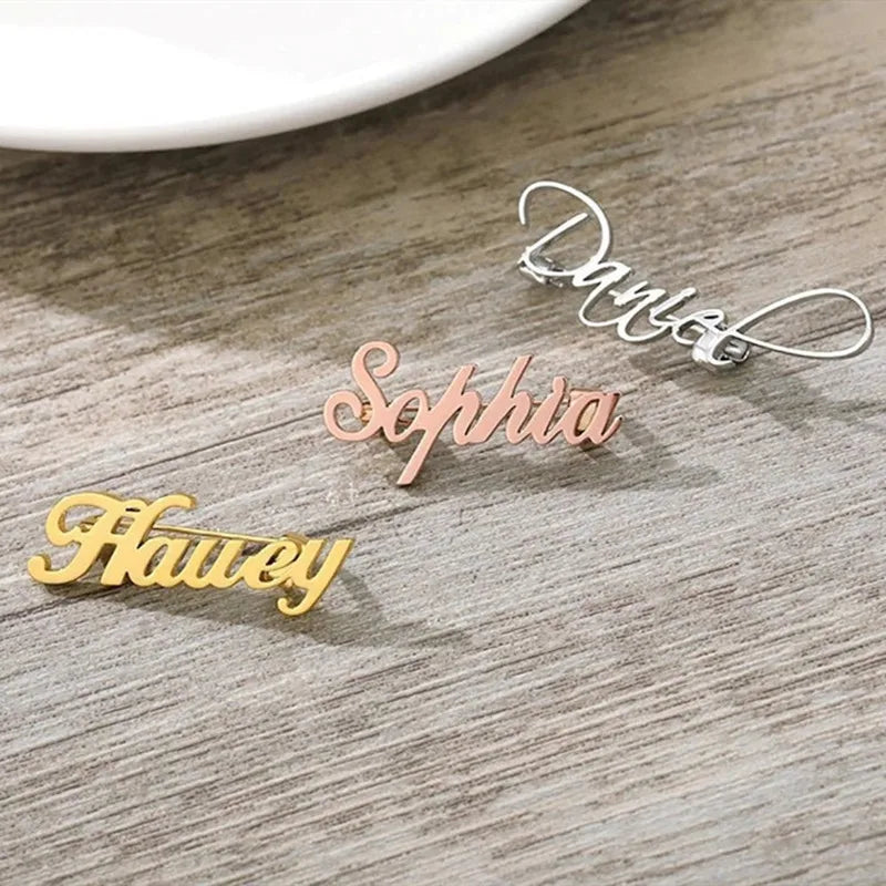 DIY Custom Brooch Pin Customizable Personalize Initial Letter Lapel Pins Stainless Steel Name Brooches
