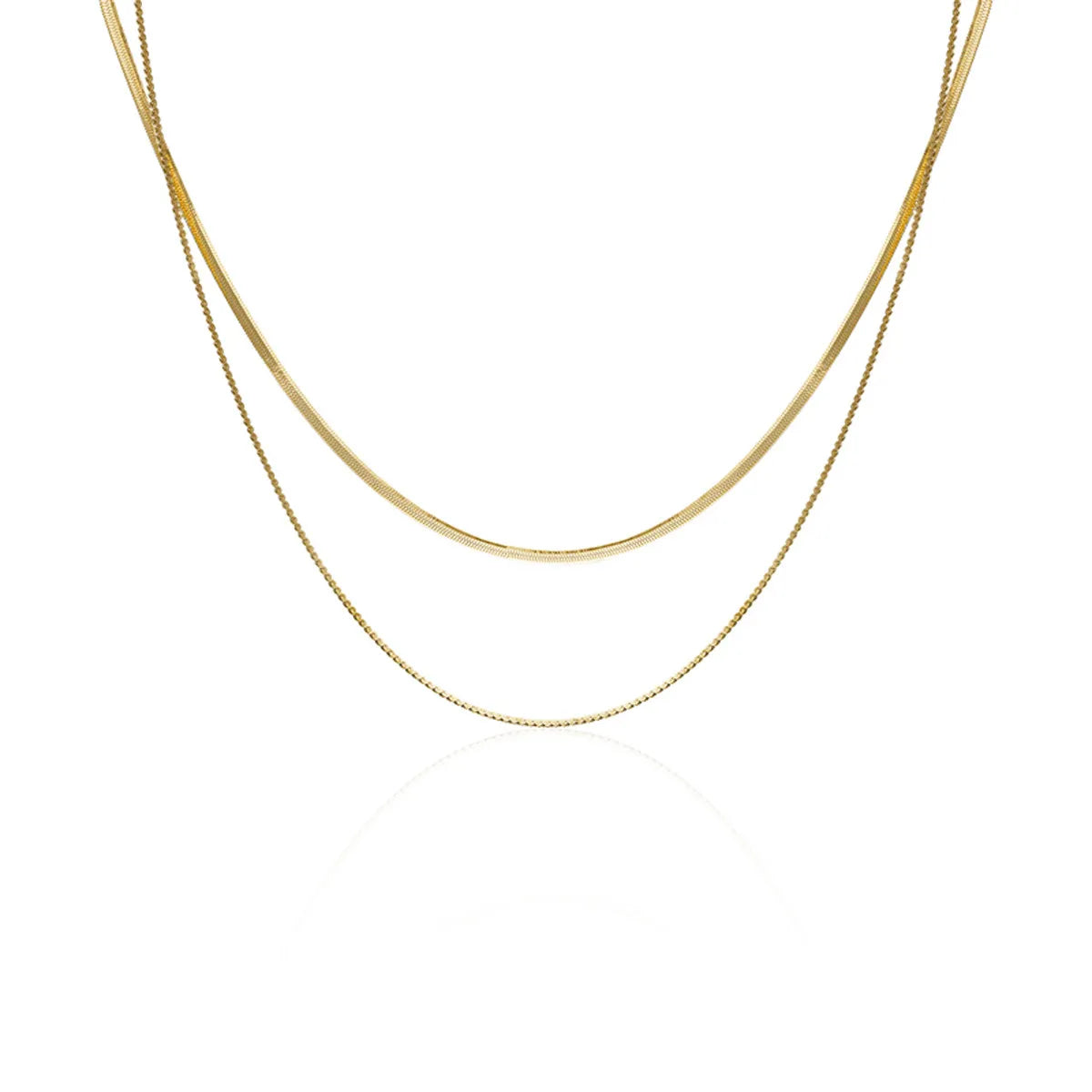 Punk Jewelry Gold Filled Herringbone Chain Necklace 2 Layers Stainless Steel Snake Bone Chain Necklace for Lady