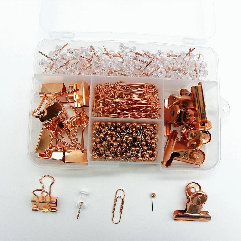 Creative Metal Paperclips Retro Paper Clips Rose Gold Paperclips Stationery for Teacher Set 500 Pcs