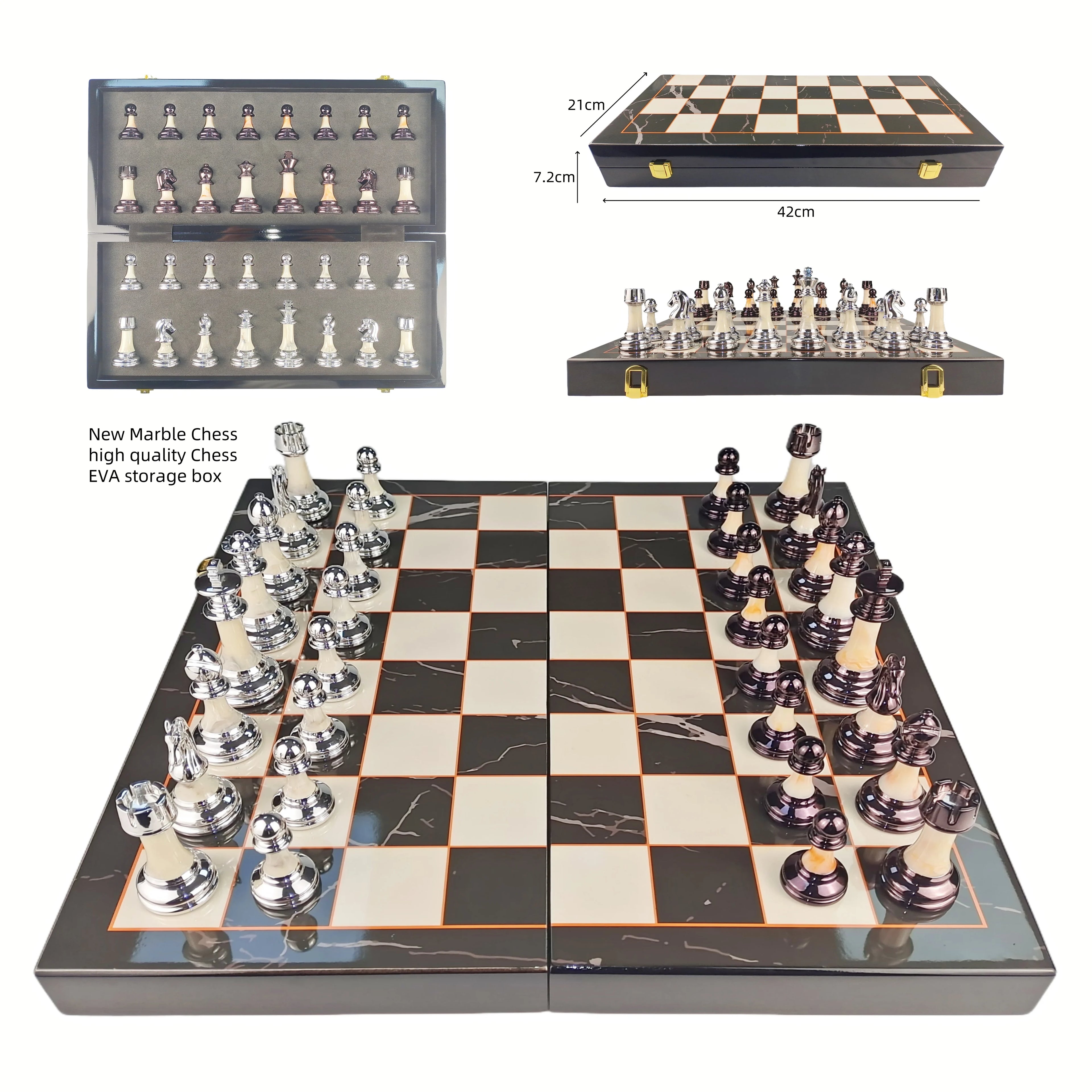 High-End Marble Luxury Chess Set Factory New Elegant Folding Wooden Pieces for Children