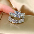 Silver Ring Sets Iced Out Jewelry 925 Silver Rhodium Plated Jewelry Women Promise Rings Sets