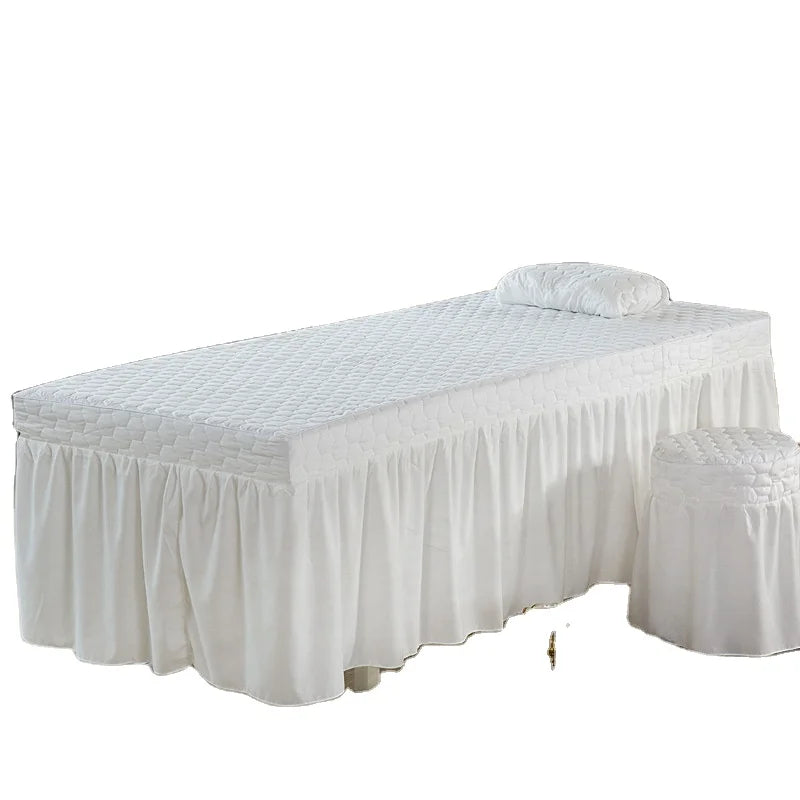 Newest Hospital Beauty Spa Bedding Set Bed Skirt Plain Dyed 100% Polyester Fabric Washed Cotton Filling Nondisposable