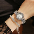Wholesale Custom LOGO Fashion Classic Women Diamond WristWatch Quartz Bracelet Watches Set for Ladies
