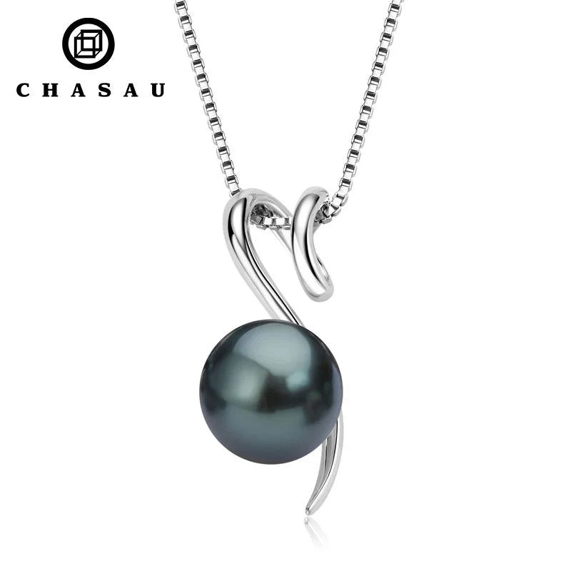 Fashion Jewelry Necklaces Simple 925 Sterling Silver Freshwater Cultured 9-10mm Single Pearl Pendant Necklaces