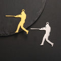Stainless Steel Baseball Hitter Charm Gold Plated Sporty Batter Pendant Jewelry Accessories for Necklace Bracelet