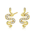 Animal Earrings Jewelry S925 Sterling Silver 18k Gold Plated Micro Setting Zircon Snake Stud Earrings for Women