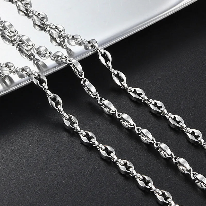 New Stainless Steel Coffee Bean Chain Hollowed Out Pig Nose Personality Handmade Diy Necklace Bracelet Fashion Matching