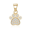 925 Sterling Silver Dog Paw Necklace Pendant with Rhodium and Gold Plating Zircon Charm Pendants