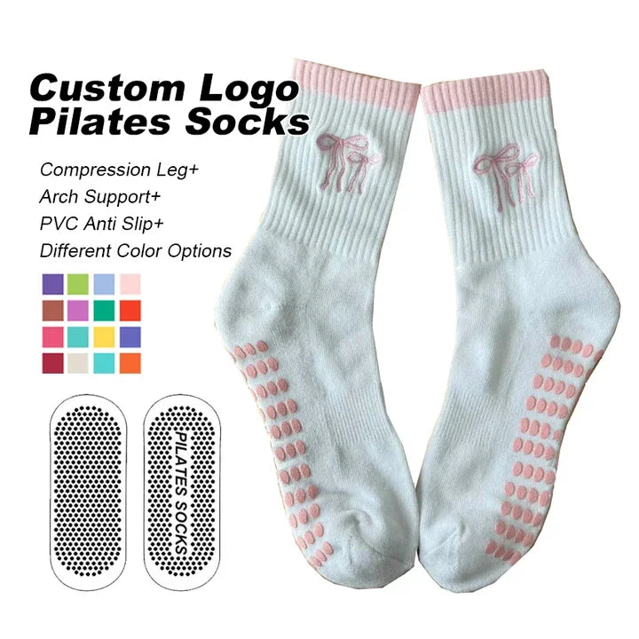 Hot Sale Pilates Grip Socks Custom With High Quality Cotton Crew Sock for Pilates Socks Anti slip