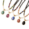 Dainty Chokers 4mm Mini Beads Healing Crystal Natural Stone Teardrop Pendant Necklace Fashion Jewelry Wholesale