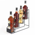 Four-Tier Metal Syrup & Wine Bottle Display Rack Eco-Friendly Black Storage Stand for Wedding and Travel Use