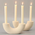 Ceramic Candle Holder  Bohemian Modern Design U Shape White Matte Candlestick Minimalist Home Decoration