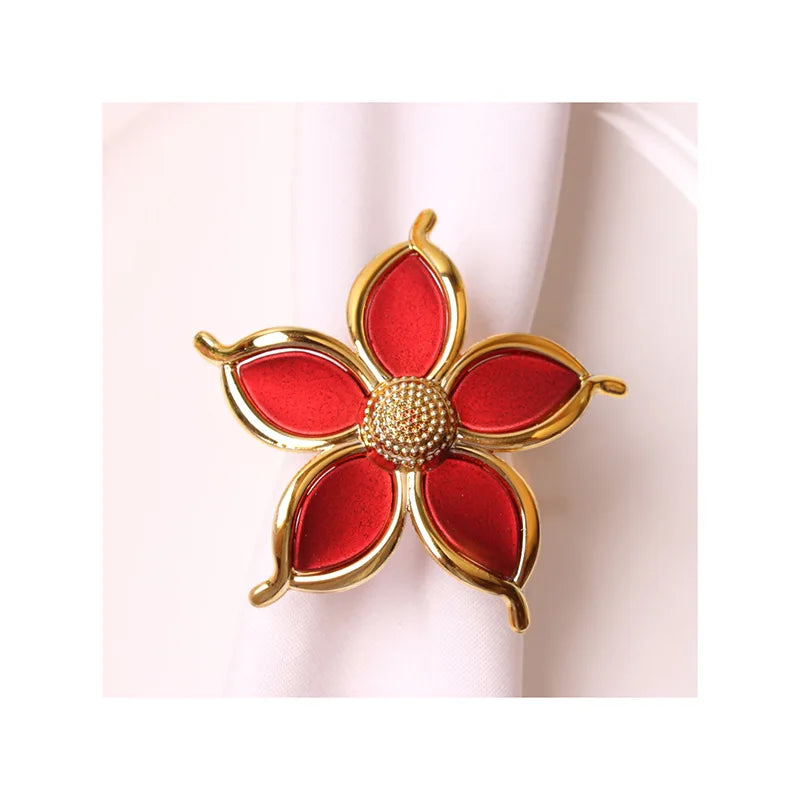 Wholesale Gold Accessories Napkin Rings Holder Decorative Flower Gold Metal Napkin Rings for Wedding