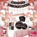 Women 30th Birthday Party Supplies Rose Gold Banner Curtain 30 Foil Balloon Paper Plates Napkin Straw Tablecloth Cupcake Toppers
