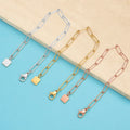 Minimalist Gold Plated Big Link Chain Square Lettering Bangle Stainless Steel Geometric Paper Clip Chain Bracelets for Women