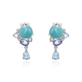 Abiding Mix Amazonite Gemstone Fashion Design 925 Sterling Silver Jewelry Detachable Dual-purpose Women Drop Earrings