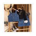 Spring Dress Girls  3-Piece Set 2024 New Girls Camisole + Base Shirt + Short Dress 3-Piece Set