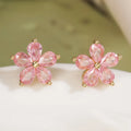 2025 Fashion Cute Flower Stud Earrings 18K Gold Plated Brass Earrings Zircon Earrings Jewelry for Girls Women