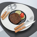 Hot Selling Stainless Steel Cutlery Wooden Handle Flatware Mirror Knife Fork Spoon Silverware for Restaurant