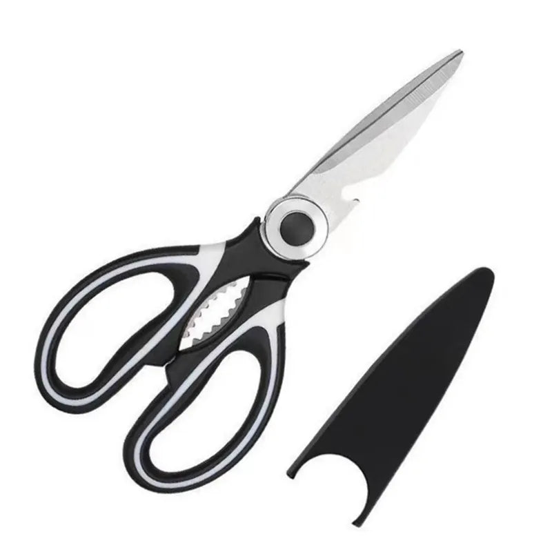 Multifunctional Eco-Friendly Stainless Steel Plastic Kitchen Scissors Strong Chicken Bone Cutting Dishwasher Safe 4 Scissors