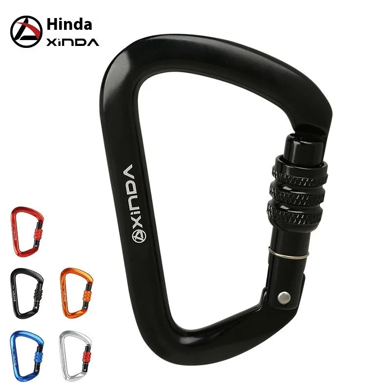 Aluminum Alloy D-Type Screw Lock Safety Buckle Outdoor Rock Climbing High-Altitude Yoga Mountaineering Equipment Main Lock for