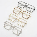 Jiuling Eyewear Oversized Rectangle Rhinestone Frame Eyeglasses Custom logo Luxury Double Bridge Myopia Glasses for Unisex