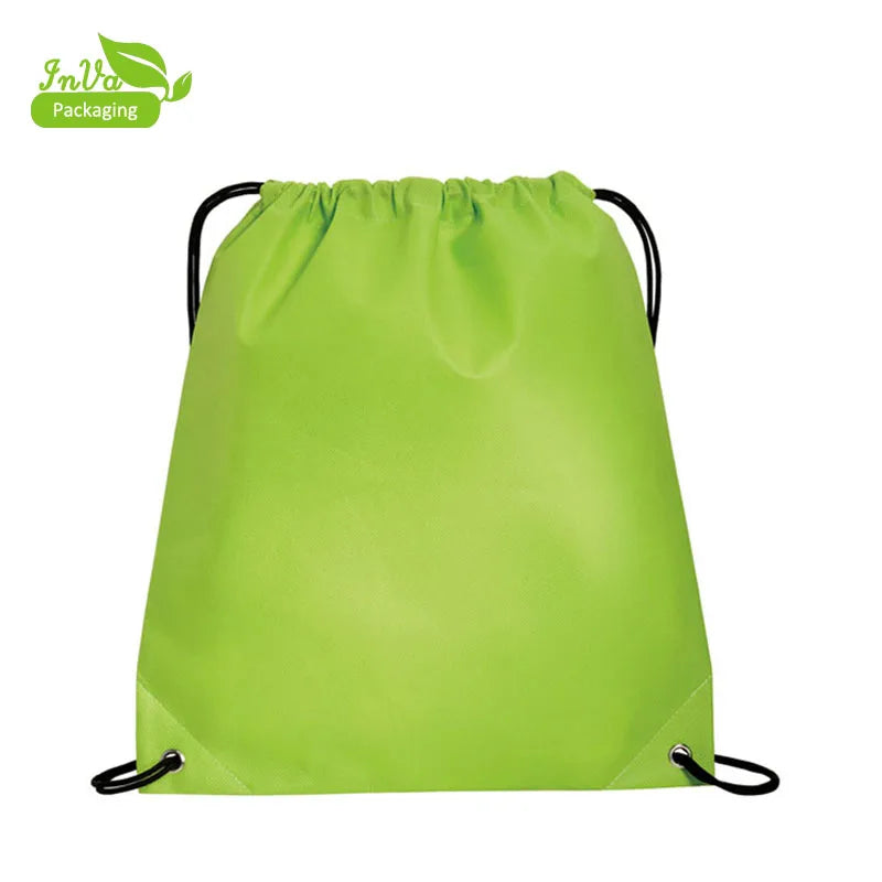 Factory Wholesale Custom Logo Waterproof Drawstring Shoe Backpack Sports Travel Gym Shopping Bags Black Color