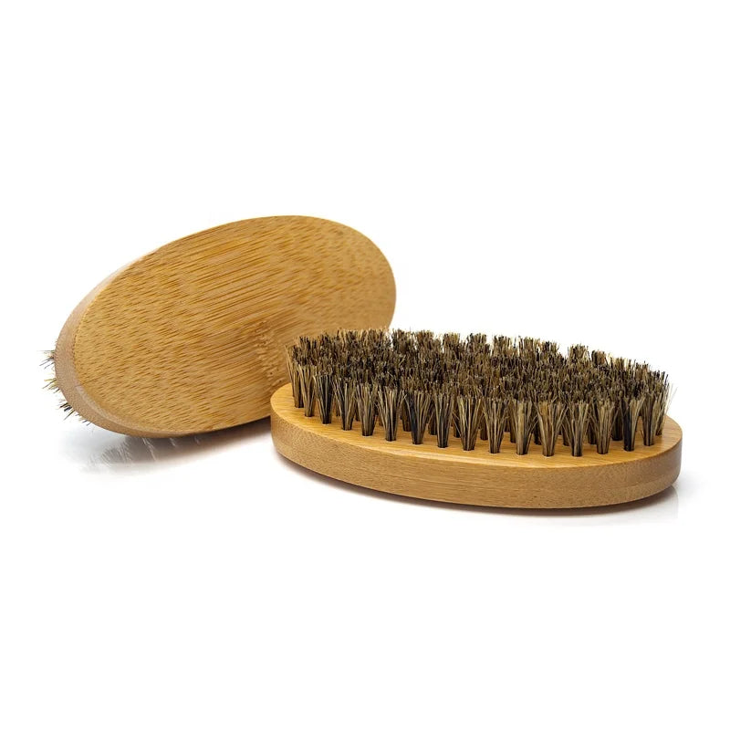 Natural Bamboo Beard Brush with 100% Boar Bristle Custom Logo Portable Men's Beard Care