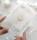 130X180Mm 150G Pre-Creased Translucent Clear Vellum Wrap Jackets for Wedding Invitations Not Include Printing Card and Wax Seal