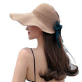 Direct Selling Sun Hat Uv Resistant Knit Bucket Hat Wide Brim Empty Roof Beach Hats for Women Summer Straw