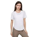 High Quality Custom Logo Plain Color Pure Cotton Round Neck Curve Fitness Top Women's T-shirts