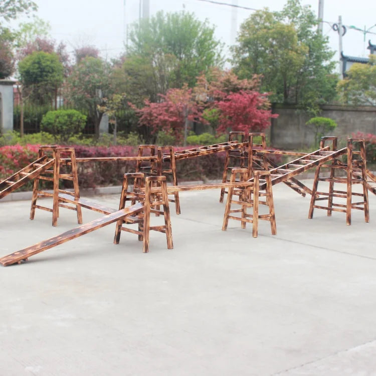 Kids Outdoor Wooden Climbing Playground for Kids Kindergarten Wood Kids Playground Climbing Set With Ladder