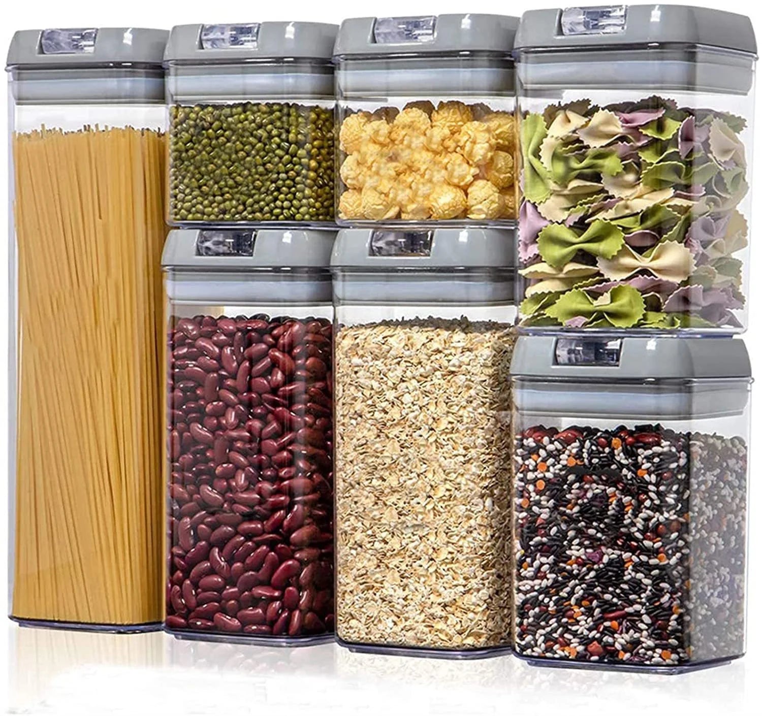 Airtight Set of 7 Extra Large Food Storage Containers Set 3.2L of 4 All Same Size Kitchen Pantry Organization Cereal Spaghetti