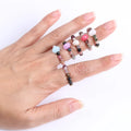 Adjustable Natural Stone Modle Handmade Mix Raw Genuine Dainty Gemstone Bead Rings for Women