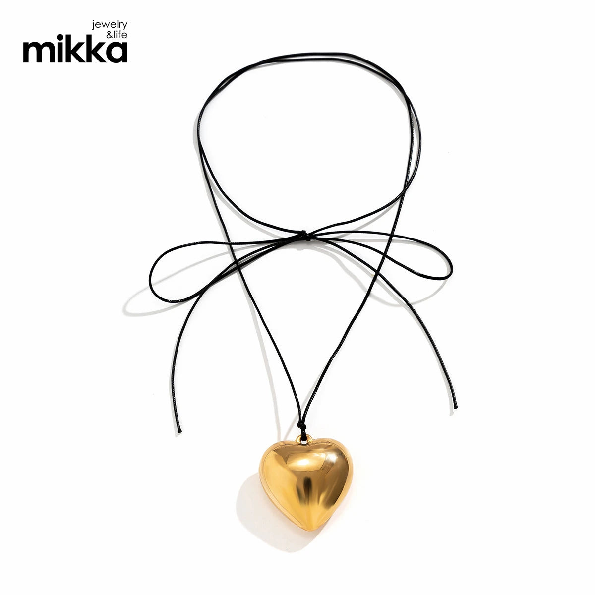 Personalized Adjustable Wax Rope Spirit Choker Necklace Exaggerated Punk Gold Plated 45mm Love Big Heart Pendant Necklace