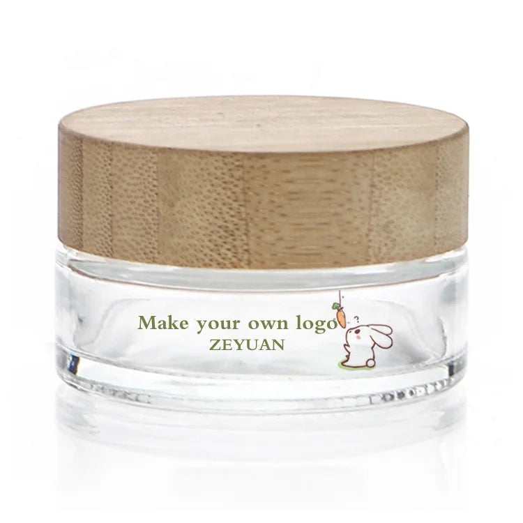 China Factory Custom Logo 30g 50g 100g Cosmetics Cream Glass Bottles and Jars Clear Wide Mouth Glass Cream Jar 30g