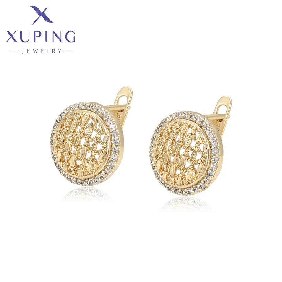 X001041284 XUPING Jewelry 14K Gold Plated Vintage Hollowed Out Circle Stud Women Earrings