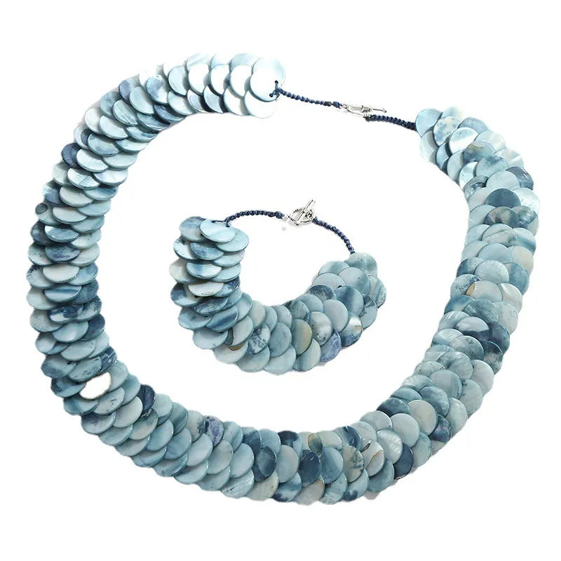 Wholesale Mother of Pearl Shell Bead Necklace Fish Scale Chunky Classic Wedding Anniversary Party Gift Strand