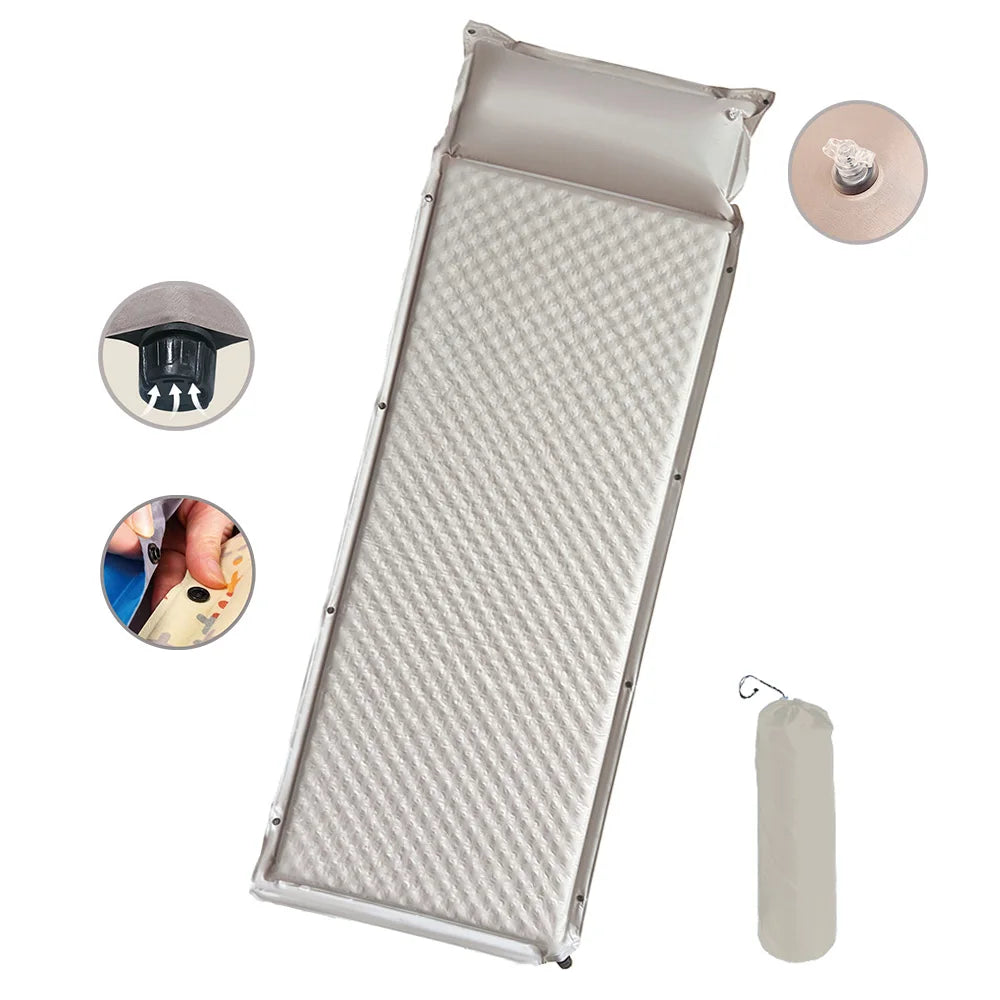 Wave Surface Camping Mattress UltraLight Inflatable Mattress Splicing Self-inflating Sleeping Pad Camping Mat With Pillows