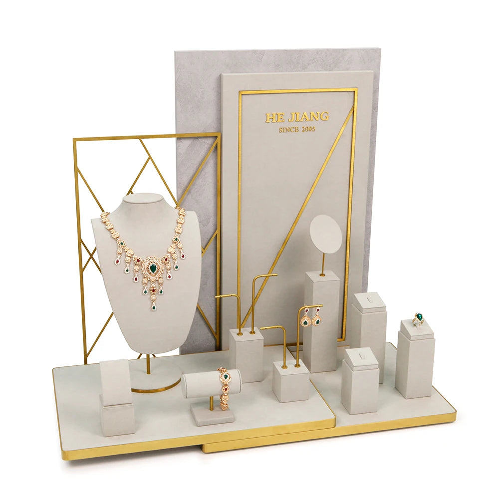 OEM Custom Velvet Fabric Jewelry Organizer Display Stand Set Necklace Bracelet Holder Display Jewelry Packaging Jewellery