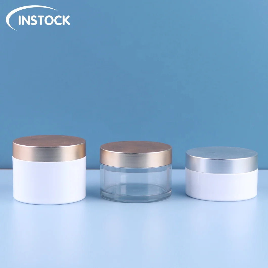 Manufacturer Custom White Cosmetic Container 80/100/120ml PET Base Body Plastic Face Cream Jar for Skin Care Eye Cream Packaging