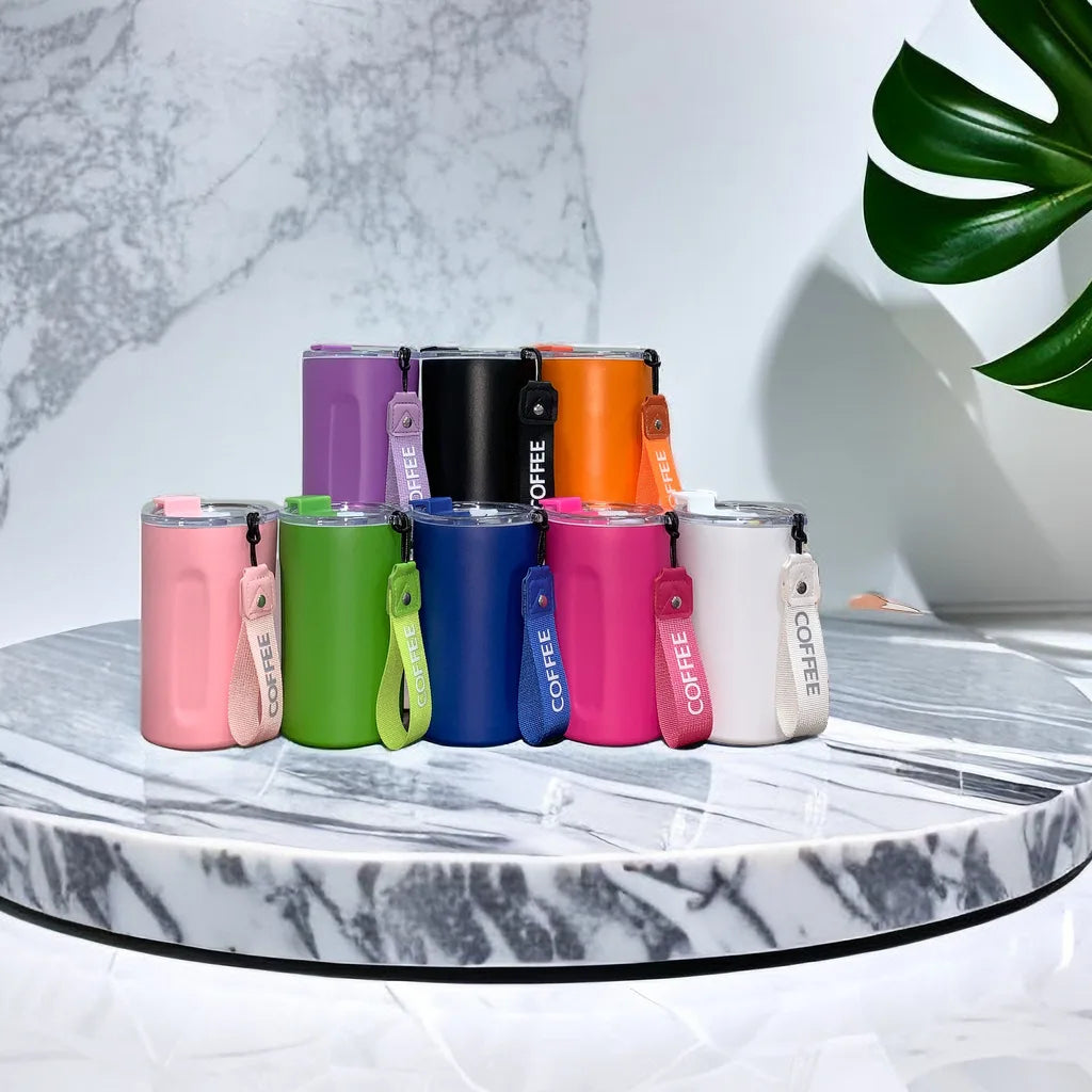Hot Sale 450Ml Stainless Steel Vacuum Insulated Coffee Tumblers Travel Mug Double Wall Water Coffee Cup With Rope