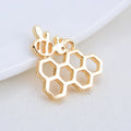 Simple 13*10mm DIY New Design Hot Selling Brass Real Gold Bee Charm Wholesale Hollow Bee Honey Pendant