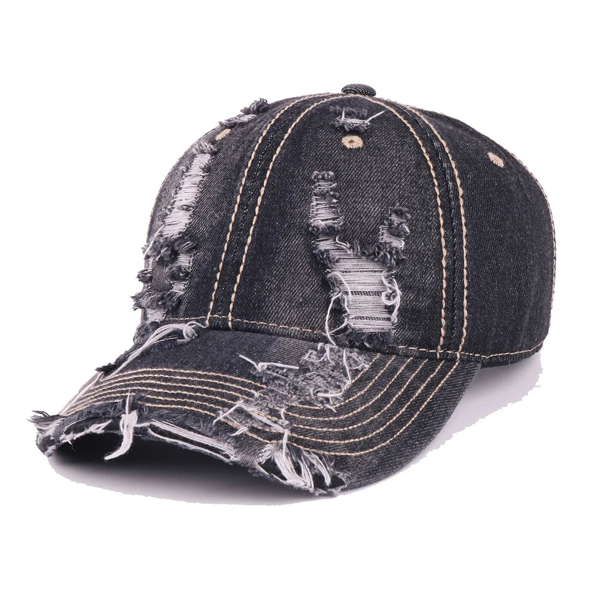 Washed Denim Distressed Baseball Cap Adjustable Cotton Dad Hat for Women Men Vintage Unstructured Low Profile Ball Caps